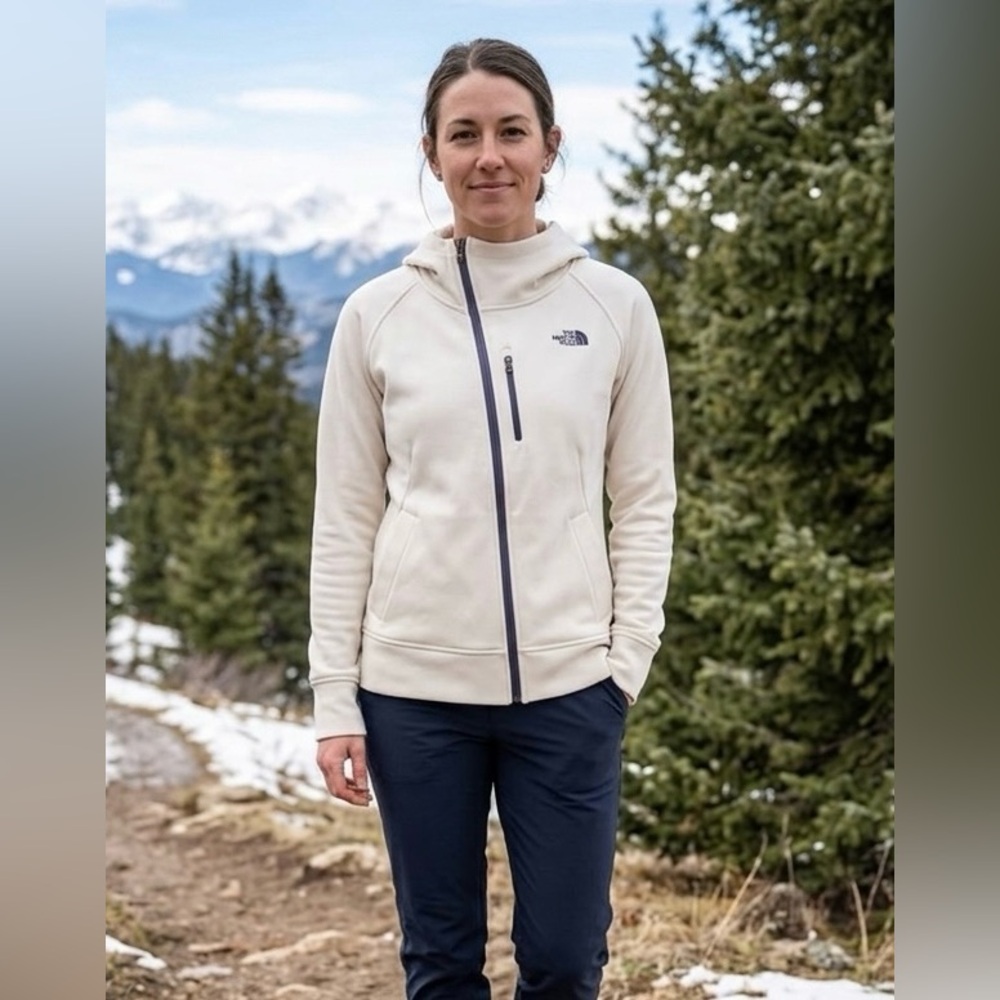 The North Face Performance Zip Hoodie Jacket Warm Fleece Winter Asymmetrical